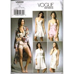 Vogue V8888 Misses 14 to 20 Robe, Slip, Camisole, Panties UNCUT Sewing Pattern